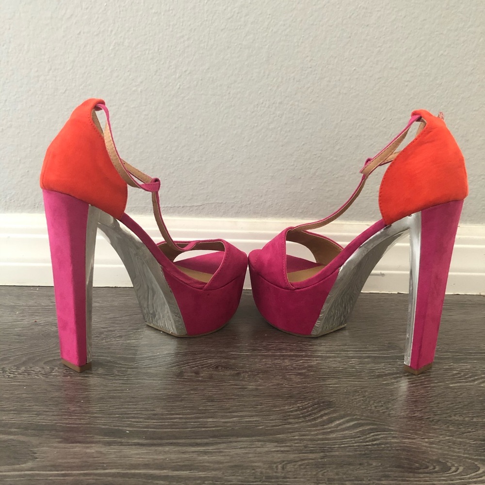 Pink & Orange with silver bottom heels